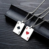 Stainless Steel Poker Pendant Necklace Hip-hop Spade Design
