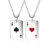 Stainless Steel Poker Pendant Necklace Hip-hop Spade Design