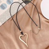 Retro Heart Pendant Necklace Long Chain Girls Birthday