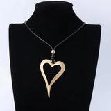 Retro Heart Pendant Necklace Long Chain Girls Birthday