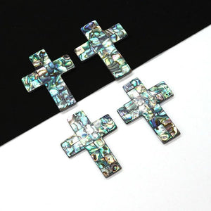Abalone Shell Cross Pendant 49x52mm DIY Jewelry Making