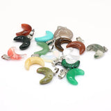 6pcs Agate Moon Shape Malachite Pendant 20x18mm