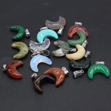 6pcs Agate Moon Shape Malachite Pendant 20x18mm