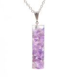Silver Plated Cylinder Amethysts Pendant Necklace