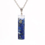 Silver Plated Cylinder Amethysts Pendant Necklace
