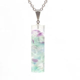 Silver Plated Cylinder Amethysts Pendant Necklace
