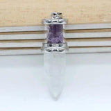 Natural Stone Pendulum Necklace Women Wishing Bottle Reiki Healing