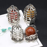 Women Necklace Pendant Natural Stone Birds Cage Pendant