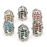 Women Necklace Pendant Natural Stone Birds Cage Pendant