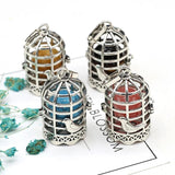 Women Necklace Pendant Natural Stone Birds Cage Pendant