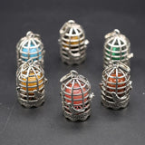 Women Necklace Pendant Natural Stone Birds Cage Pendant