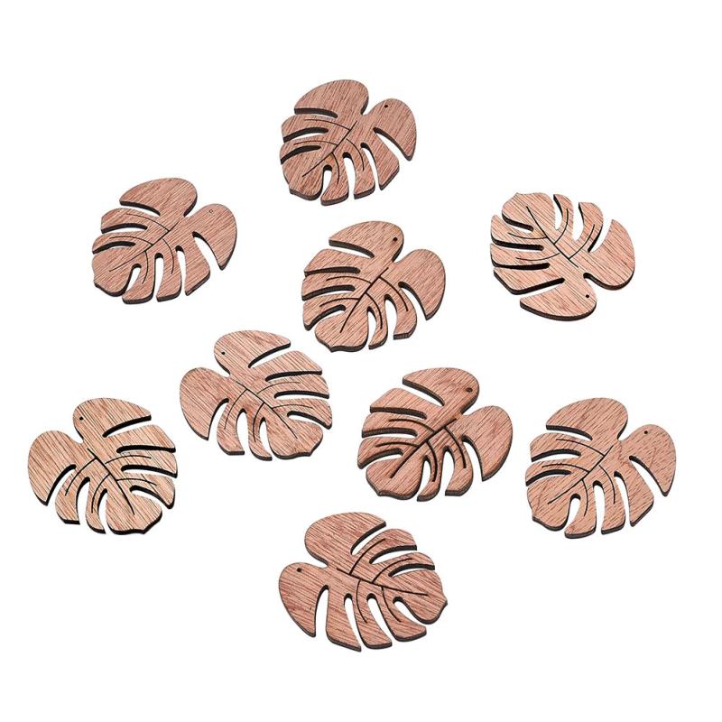 20pcs Wooden Monstera Leaf Charms for DIY Jewelry Making