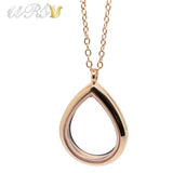 28mm Teardrop Magnetic Closure Memory Locket Pendant Necklace
