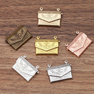 10pcs 15x20mm Brass Locket Charms Envelope Photo Locket Pendant
