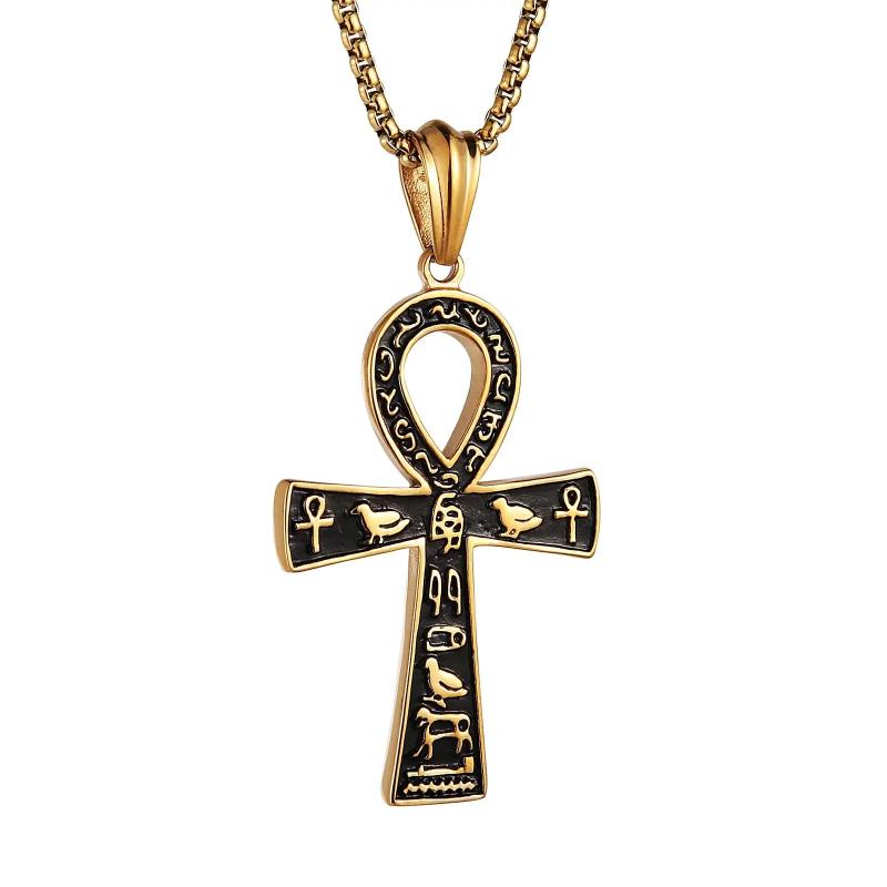 Stainless Steel Ankh Cross Vintage Religious Necklace Pendant