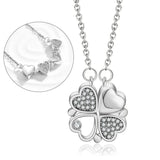 4 Leaf Clover Charm Necklace Heart Crystal Pendant Magnetic Jewelry Gift