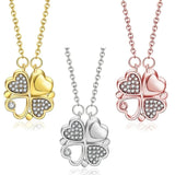 4 Leaf Clover Charm Necklace Heart Crystal Pendant Magnetic Jewelry Gift
