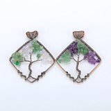 7 Chakra Opal Purple Stone Life Tree Quartz Pendant Necklace