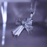 Cross Pendant Necklace Silver Charm Women Lovely Bride Wedding Necklace