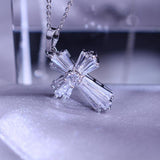 Cross Pendant Necklace Silver Charm Women Lovely Bride Wedding Necklace