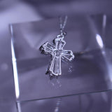 Cross Pendant Necklace Silver Charm Women Lovely Bride Wedding Necklace