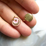 5pcs Sweet Pink Moon Star Pendant Micro CZ Pave Copper Plated Charm