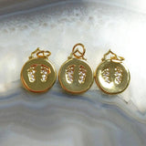 5pcs Brass Footprint Round Charms Pendant Jewelry Making DIY Findings