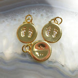 5pcs Brass Footprint Round Charms Pendant Jewelry Making DIY Findings