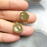 5pcs Brass Footprint Round Charms Pendant Jewelry Making DIY Findings