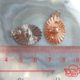 Space Pattern Oval Rose Plated Pendant Necklace Men Women