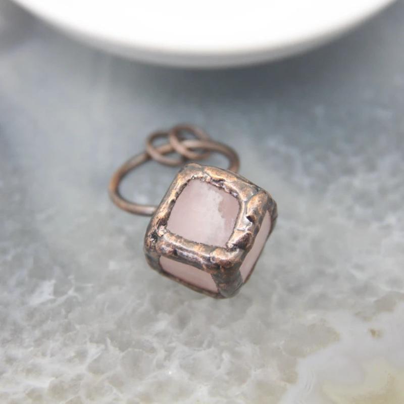 Rose Quartz Aventurine Amethyst Tiger Eye Square Stone Pendants