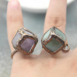 Rose Quartz Aventurine Amethyst Tiger Eye Square Stone Pendants