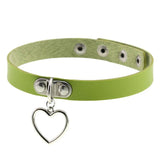 Green PU Leather Choker Necklace Gothic Star Circel Statement Necklace