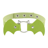 Green PU Leather Choker Necklace Gothic Star Circel Statement Necklace