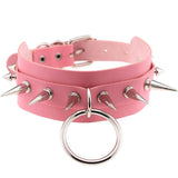 Harajuku Bowknot Ball Heart Choker Necklace Gothic Pink PU Leather