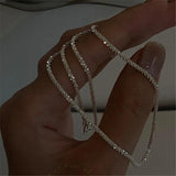 Sparkling Silver Clavicle Chain Choker Necklace
