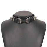 Women's Leather Necklace Metal Buckle Street Style Sweet Necklace