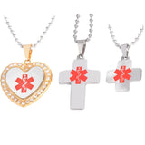 Medical Alert ID Pendant Necklace Stainless Steel Emergency Jewelry