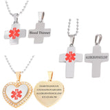 Medical Alert ID Pendant Necklace Stainless Steel Emergency Jewelry