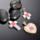 Medical Alert ID Pendant Necklace Stainless Steel Emergency Jewelry