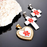 Medical Alert ID Pendant Necklace Stainless Steel Emergency Jewelry