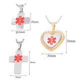Medical Alert ID Pendant Necklace Stainless Steel Emergency Jewelry
