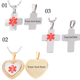 Medical Alert ID Pendant Necklace Stainless Steel Emergency Jewelry