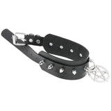 Star Pendant Choker Punk Collar Studded Rivets Leather Necklace