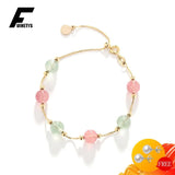 925 Silver Bracelet with Created Strawberry Quartz for Women