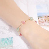 925 Silver Bracelet with Created Strawberry Quartz for Women
