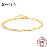 SOMILIA Yellow Bracelet S925 Sterling Silver Sparkling Glitter Lady Strap Gift