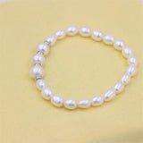 S925 Sterling Silver Round Rice Freshwater Pearl Bracelet
