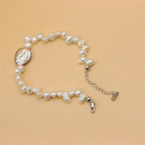 925 Silver Freshwater Pearl Bracelet Purple Baroque Gift Women