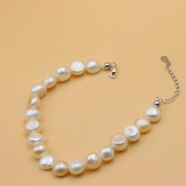 ZFSILVER 925 Sterling Silver Pink Pearl Bracelet - Women's Party Jewelry